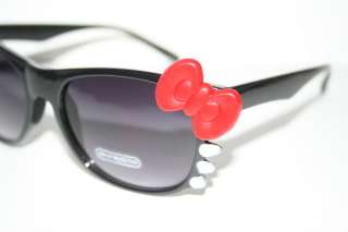 Wayfarer Sunglasses Hello Kitty lrg Red Bow Black frame Shades 80s 
