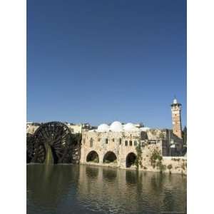 Mosque and Water Wheels on the Orontes River, Hama, Syria, Middle East 