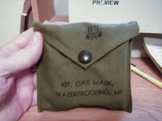 M1 Gas Mask Waterproofing Kit, Mint Cond  