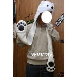  Cute Polar Bear Hat with Glove/scarf Cosplay Teddy 
