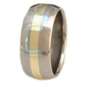 Titanium Ring Domed 3mm Gold Inlay  Ring # 10. Please provide size 