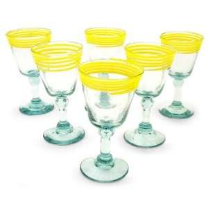  Wine glasses, Lemon Drop Swirl (set of 6) Kitchen 