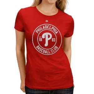   Ladies Pro Sports Baseball Club T Shirt   Red