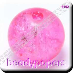 50 Round Glass Crackle Beads Sparkling Bright or Hot Pink 10mm 6192a 