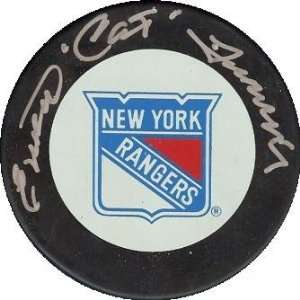  Emile Francis Autographed Hockey Puck   with The Cat 