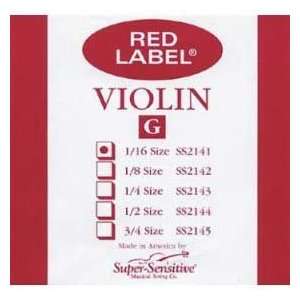  Super Sensitive Red Label 1/16 Violin G String   Medium 