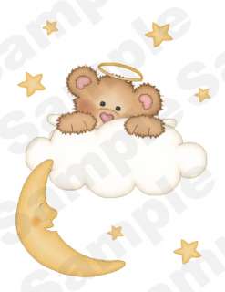   BABY GIRL NURSERY WALL ART STICKERS DECALS CLOUDS STARS MOON  