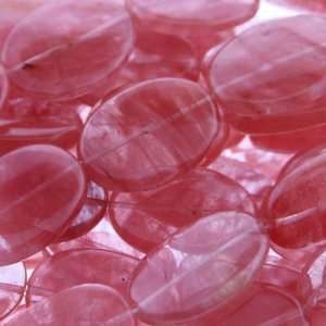 Cherry Quartz  Oval Plain   28mm Height, 20mm Width, Sold by 7 Inch 