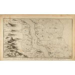  1757 Engraving Map Nile River Achmiin Egypt F.L. Norden 