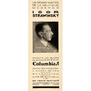  1929 Ad Igor Stravinsky French Columbia Composer Record 