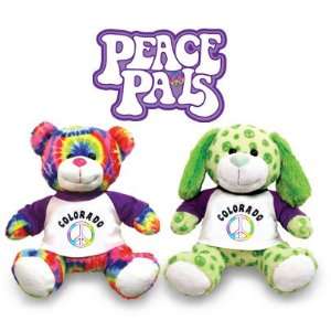   Colorado Peace Pals green PUPPY or tie dyed TEDDY bear: Toys & Games