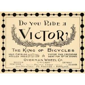  1895 Ad Overman Wheel Victor King Of Bicycles Chicago 