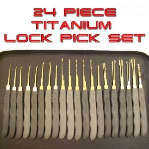 Lock Pick Set, 24 Piece Titanium Coated with Pouch