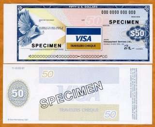 USA, SPECIMEN, Travelers Check, 50 dollars, UNC  