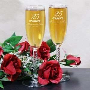  Personalized Anniversary Toasting Champagne Flutes 