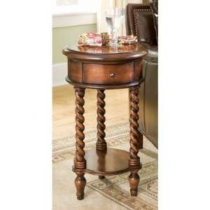  Seven Seas Inlay Top Round Accent Table [Set of 2]: Home 