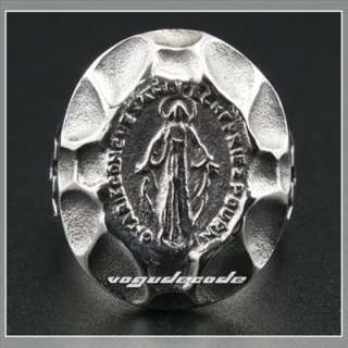 Virgin Mary Madonna Jesus 316L Stainless Steel Ring 3K001  