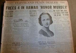 1932 newspapers AL CAPONE sent to PRISON + MASSIE honor killing 