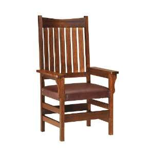  Anthony Lauren Leather Seat Arm Chair with Cherry Oak 