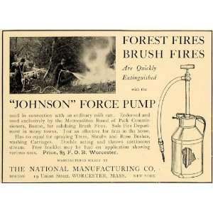  1905 Ad Johnson Force Pump Fire Extinguisher Milk Can 