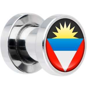   Gauge Stainless Steel Antigua And Barbuda Flag Saddle Plug: Jewelry