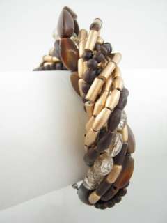 NEW VIKTORIA HAYMAN Torsade Wood Bead Twisted Bracelet  