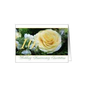  10th Wedding Anniversary Invitation   Yellow Rose Card 