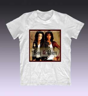 Michael Jackson and Whitney Houston Tribute T Shirt 100% Cotton King 
