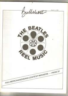 Beatles The Beatles Reel Music Bullsheet Capitol Records Merchandising 