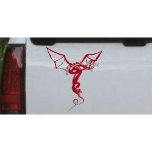  Dragon Flying Car Window Wall Laptop Decal Sticker    Red 