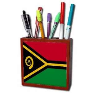  Vanuatu Flag Mahogany Wood Pencil Holder