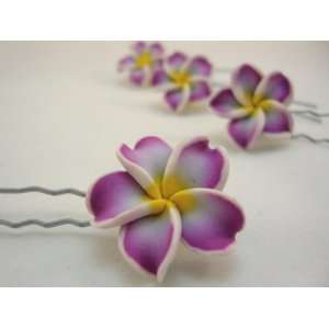  Small Lavender Purple Plumeria Flower Hair Pins 