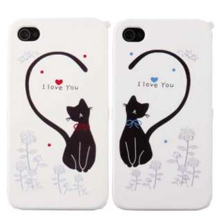 Love Lover Cat Front + Back Hard Case Cover for iPhone 4 4S  
