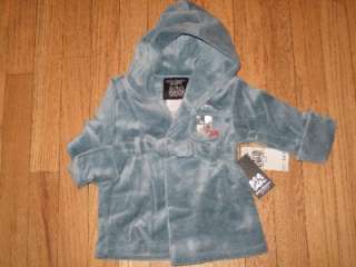 NWT JUICY COUTURE BLUE BABY BOY HOODED ROBE 0 9  
