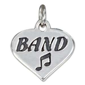  Sterling Silver Heart with Band Charm and Music Note 