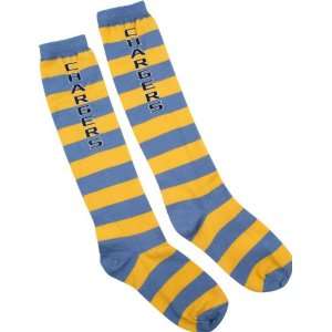   Powder Blue/Gold Rugby Stripe Knee High Socks