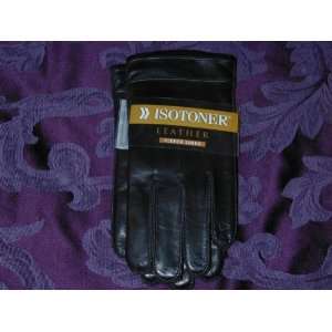  Isotoner Leather Gloves ~ Fleece Lined ~ Black Everything 