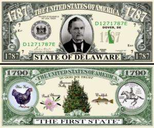 THE STATE OF DELAWARE DOLLAR BILL (25 ea)  