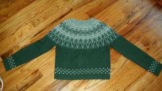 JUNIORS MISSES 100% WOOL AMERICAN EAGLE SWEATER SIZE SMALL GREEN 