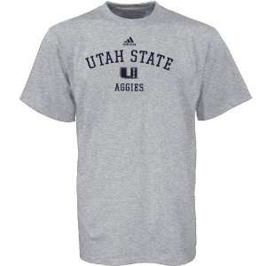  Adidas Utah State Aggies Ash Practice Short Sleeve T shirt 