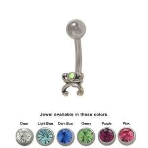    Art Deco Belly Ring Surgical Steel with Jewel   TU292 Jewelry