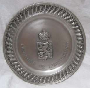 VINTAGE Artist Signed PROVINCE DE LUXEMBOURG PEWTER PLATE  