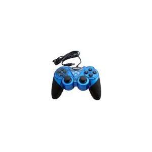 USB 2.0 PC Dual Double Shock Controller(Black & Blue) for 