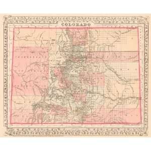  Antique Map Replica of Mitchell 1879 Map of Colorado   Reproduction 