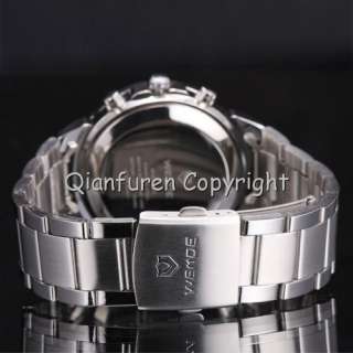   quality stainless steel watch case led analog time display day of week
