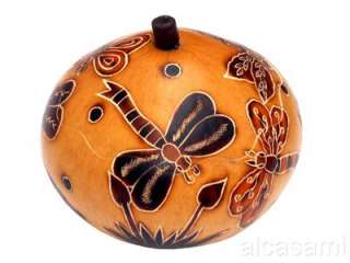 DRAGON FLY BOX  HANDCARVED ENGRAVED GOURD ECO PERU  