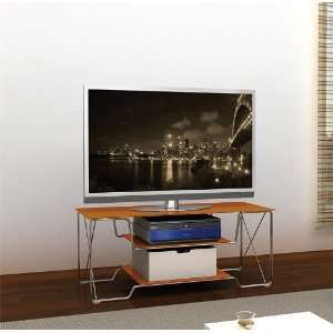   Panel LCD TV Stand in Urban Design with Orange Shelves