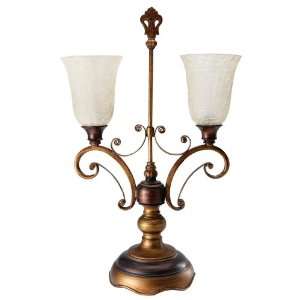   Lamp with Upturned Crackle Glass Globes, 27 Inch H