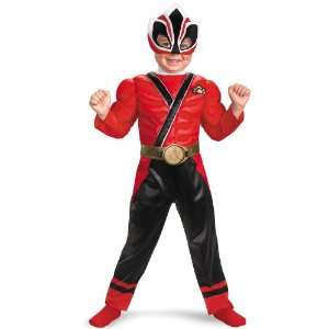   Red Samurai Ranger Muscle Chest Toddler Costume / Red   Size 3T/4T