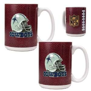  Dallas Cowboys NFL 2pc Gameball Ceramic Mug Set   Helmet 